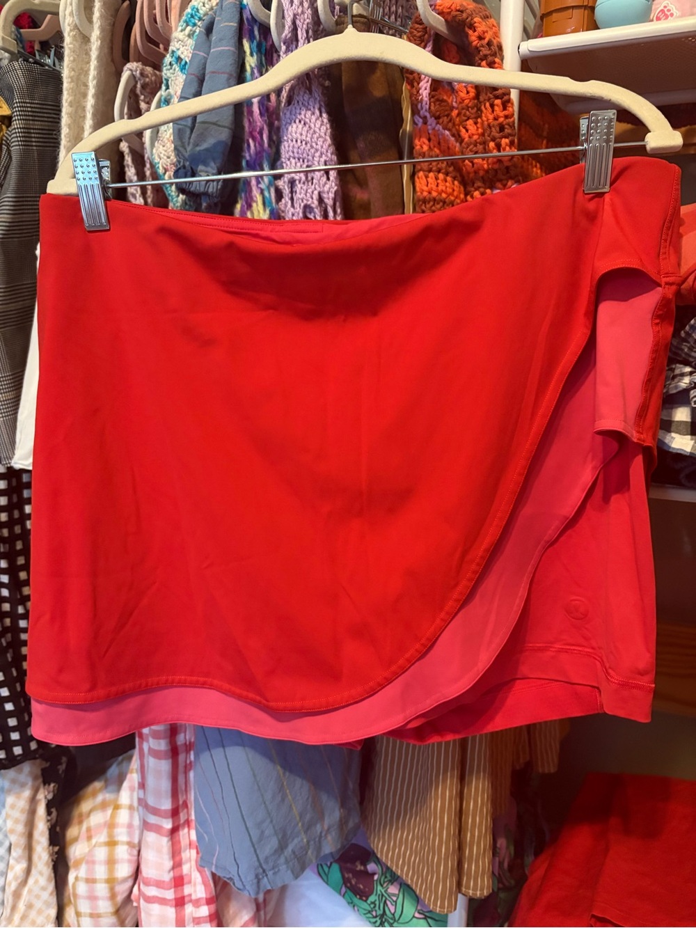 lululemon Red and Pink Asymmetrical Skort